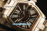 Cartier Roadster Swiss ETA 2836 Automatic Full Steel with Black Dial and White Roman Markers