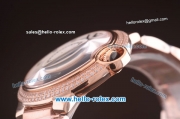 Cartier Ballon Bleu De Miyota Quartz Movement Rose Gold Case and Strap with Diamond Bezel/Markers