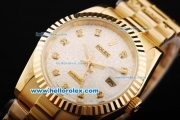 Rolex Datejust Oyster Perpetual Automatic Full Gold with White Dial and Diamond Marking-Small Calendar