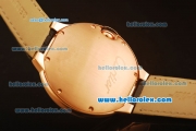 Cartier Ballon bleu de Automatic Rose Gold Case with White Dial and Black Leather Strap