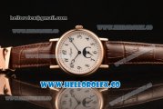 Breguet Classique Miyota 9015 Automatic Rose Gold Case with White Dial Brown Leather Strap and Arabic Numeral Markers