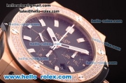 Hublot Big Bang Diamond Bezel Hub4100 Rose Gold Case with Black Dial and Black Rubber Strap-1:1 Original