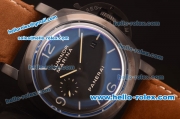 Panerai Luminor Marina PAM 386 Automatic PVD Case with Black Dial and Brown Leather Strap - 7750 Coating