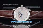 Longines Master Swiss ETA 2824 Automatic Steel Case with White Dial Diamonds Markers and Brown Leather Strap (ZF)