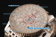 Breitling Montbrillant Swiss Valjoux 7750 Automatic Full Steel with White Dial and Sliver Numeral Markers