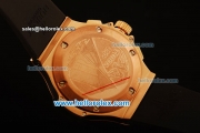 Hublot Big Bang Diamond Bezel Chronograph Swiss Quartz Rose Gold Case With Black Dial and Black Rubber Strap