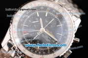 Breitling Navitimer World Chrono Swiss Valjoux 7750-SHG with GMT Automatic Stainless Steel Case with Stick Markers and Black Dial