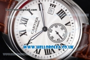 Cartier Cle de Cartier Japanese Asia ST16 Automatic Steel Case with White Dial and Brown Leather Strap