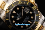 Rolex Submariner Swiss ETA 3135 Automatic Movement Two Tone with Gold/Black Bezel and Black Dial