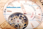 Roger Dubuis Easy Diver Tourbillon Manual Winding Movement Rose Gold Case with White Dial and Rubber Strap