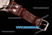 IWC Big Pilot Automatic Movement Steel Case with Silver Dial - Black Numeral Markers and Brown Leather Strap