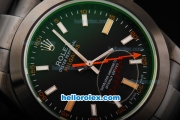 Rolex Milgauss Swiss ETA 2836 Automatic Movement full PVD with Black Dial and White/Yellow Stick Markers-PVD Strap