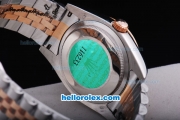 Rolex Datejust Oyster Perpetual Automatic Two Tone with Black Dial,Blue Marking and Rose Gold Bezel