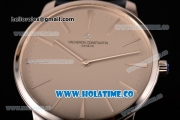 Vacheron Constantin Patrimony Miyota 9015 Automatic Steel Case with Grey Dial Blue Leather Strap and Stick Markers