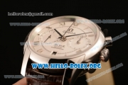 Omega De Ville Co-axial Chronograph Clone Omega 9300 Automatic Steel Case with White Dial and Brown Leather Strap (EF)