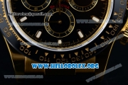 Rolex Daytona Chrono Clone Rolex 4130 Automatic Yellow Gold Case with Black Dial Ceramic Bezel and Black Rubber Strap (EF)