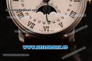 BlancPain Villeret Miyota 9015 Automatic Steel Case with White Dial and Brown Leather Strap - (AAAF)