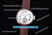 Cartier Cle de Cartier Tourbillon Asia Automatic Steel Case with White Dial Roman Numeral Markers and Brown Leather Strap