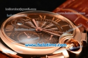 Cartier Ballon Bleu De Medium Chrono Miyota Quartz Rose Gold Case with Brown Dial and Roman Numeral Markers