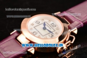 Cartier Pasha C Swiss Quartz Rose Gold Case with White MOP Dial and Burgundy Leather Strap