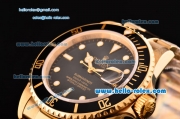 Rolex Submariner Asia 2813 Automatic Yellow Gold Case/Strap with Black Dial and White LumiNova Markers - ETA Coating