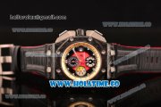 Audemars Piguet Royal Oak Offshore Real Forge Carbon Grand Prix Swiss Valjoux 7750 Automatic Carbon Fiber Case with Black/Red Dial and Black Leather Strap - 1:1 Original (J12)