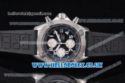 Breitling Avenger Seawolf Chrono Miyota OS10 Quartz Steel Case with Black Dial Black Rubber Strap and Arabic Number Markers