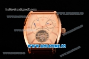 Vacheron Constantin Malte Tourbillon Power Reserve Swiss Tourbillon Manual Winding Rose Gold Case with Beige Dial Stick Markers and Brown Leather Strap