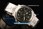 Panerai Luminor GMT Automatic Movement Full Steel with Black Dial and Green Dot Markers