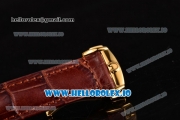 Omega De Ville Tresor Master Co-Axial Swiss ETA 2824 Automatic Yellow Gold Case with Brown Leather Strap and Gold Dial