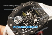 Richard Mille RM35-02 Carbon Fiber With Miyota 9015 Movement 1:1 Clone White Rubber