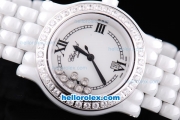 Chopard Full Ceramic Swiss ETA Quartz Movement with White Dial and Diamond Bezel