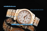Rolex Datejust II Oyster Perpetual Automatic Movement Steel Case with White Dial and Rose Gold Bezel-Two Tone Strap