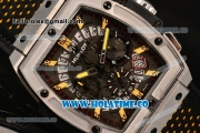 Hublot MP-06 Senna Chrono Miyota OS20 Quartz Steel Case with Yellow Stick Markers and Skeleton Dial