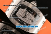 Richard Mille RM007 Miyota 6T51 Automatic Steel Case with Diamonds Dial and Orange Rubber Strap