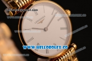 Longines La Grande Classique SWISS QUARTZ Yellow Gold Case with White Dial Roman Numeral Markers and Yellow Gold Bracelet