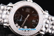 Chopard Happy Sport Swiss ETA Quartz Movement Brown Dial With Diamond Bezel and Silver Case-SSband