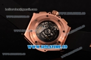 Hublot King Power Swiss Valjoux 7750 Automatic Rose Gold Case with Black Skeleton Dial and Black Rubber Strap (YR)