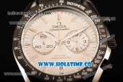 Omega Speedmaster Moonwatch Co-Axial Chronograph Miyota OS20 Quartz PVD Case with White Dial and Stick Markers