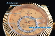 Rolex Sky-Dweller Asia 2813 Automatic Gold Case with Black Leather Strap and Yellow Dial