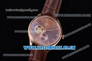 IWC Portugueser Tourbillon Hand-Wound Asia 2813 Automatic Rose Gold Case with Brown Dial Brown Leather Strap and Arabic Numeral Markers