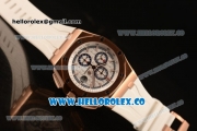 Audemars Piguet Royal Oak Offshore Summer Edition Chrono Clone AP Calibre 3126 Automatic Rose Gold Case with White Dial Stick Markers and White Rubber Strap - 1:1 Original (JF)