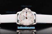 Chopard Gran Turismo XL Automatic White Dial with Silver Stick Marker and White Rubber Strap