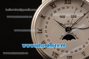 BlancPain Villeret Moonphase & Complete Calendar Miyota 9015 Automatic Steel Case with White Dial Black Leather Strap and Roman Numeral Markers (AAAF)