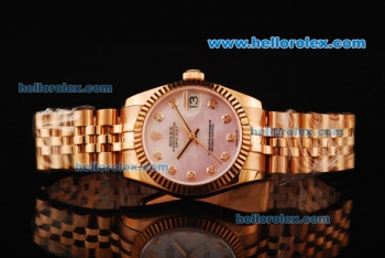 Rolex Datejust Automatic Movement Full Rose Gold with ETA Case and Pink MOP Dial