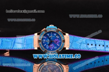 Hublot Big Bang Tutti Frutti 38MM Chrono Miyota OS20 Quartz Rose Gold Case with Blue Dial Stick/Numeral Markers and Diamonds Bezel