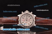 Breitling Super Avenger Chronograph Miyota Quartz Steel Case with White Dial and Brown Leather Strap