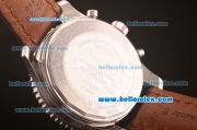 Breitling Montbrillant Swiss Valjoux 7751 Automatic Steel Case with Blue Dial and Brwon Leather Strap
