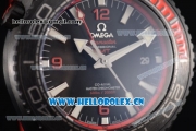 Omega Seamaster Planet Ocean GMT Deep Black Clone Omega 8906 Automatic PVD Case with Black Dial and Black Rubber Strap (EF)