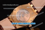 Audemars Piguet Royal Oak 41 Clone AP Calibre 3120 Automatic Yellow Gold Case with White Dial Stick Markers and Brown Leather Strap (BP)
